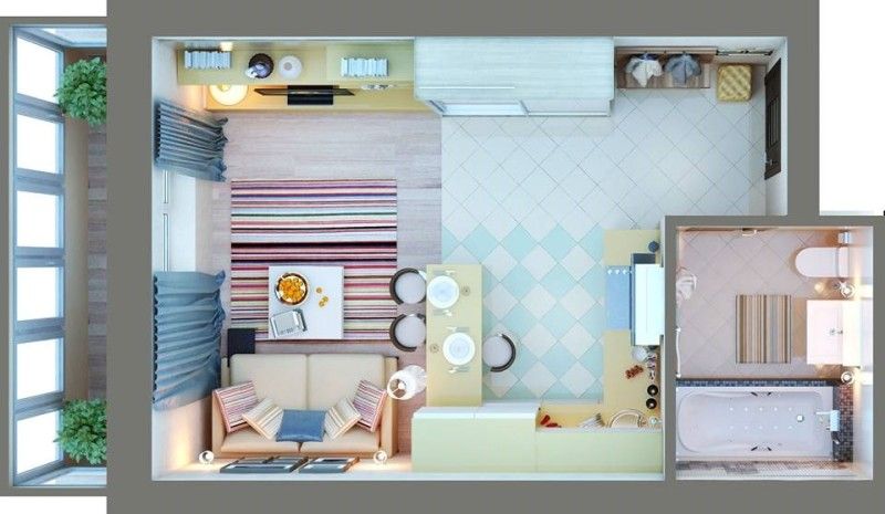 Квартира-студия: планировка, зонирование, дизайн (+55 фото интерьеров) Квартира-студия: планировка, зонирование, дизайн (+55 фото интерьеров)