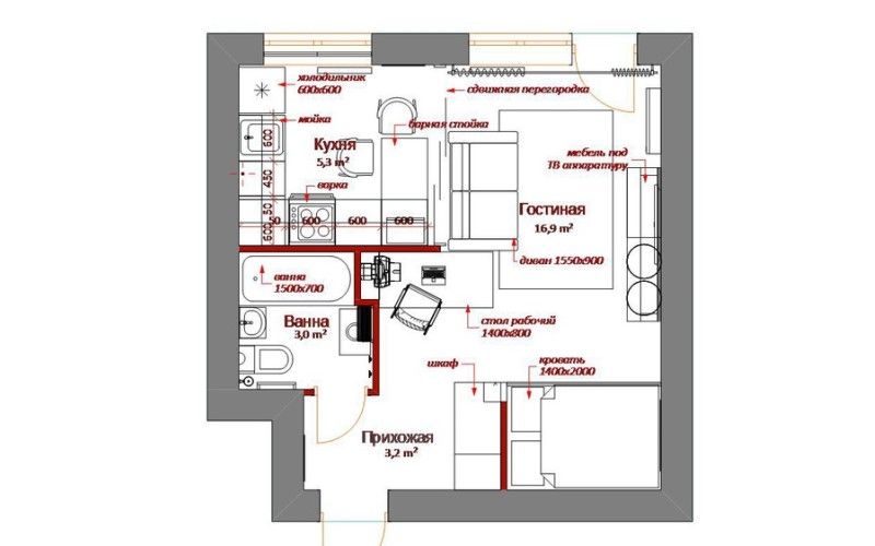 Квартира-студия 29 кв.метров: 5 проектов российских дизайнеров