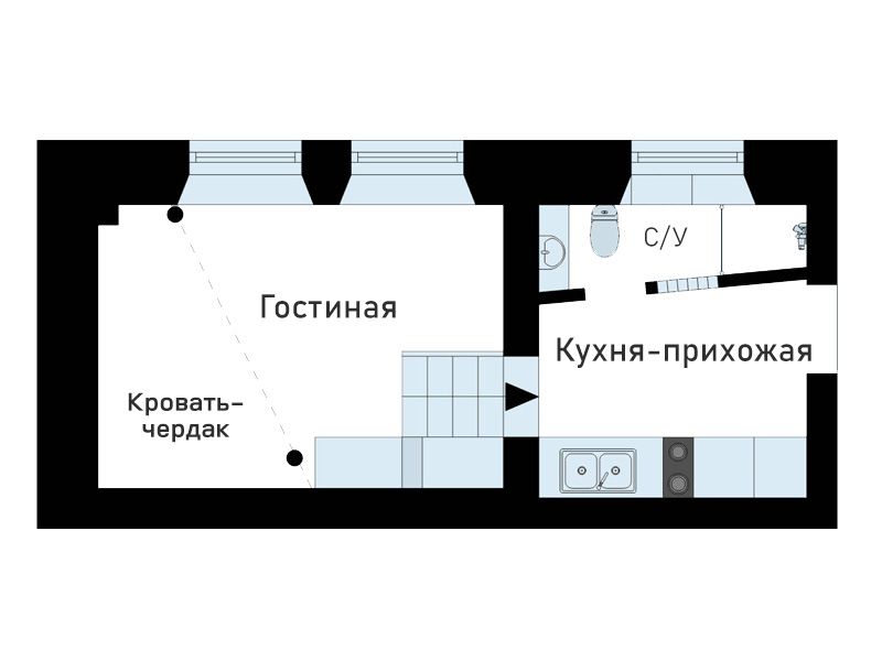Дизайн квартиры-студии или гостинки &mdash; 6 современных интерьеров от лучших дизайнеров