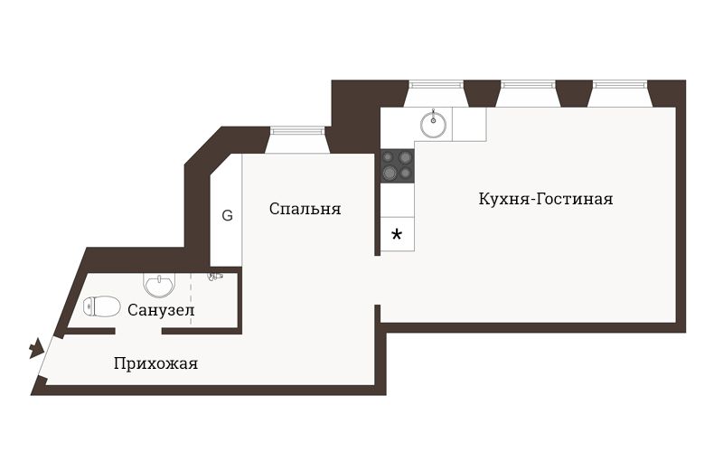 Интерьер и планировка двухкомнатной квартиры 43-44 метра