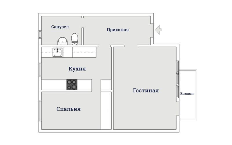 Современный интерьер двухкомнатной квартиры 45 метров: планировка и дизайн